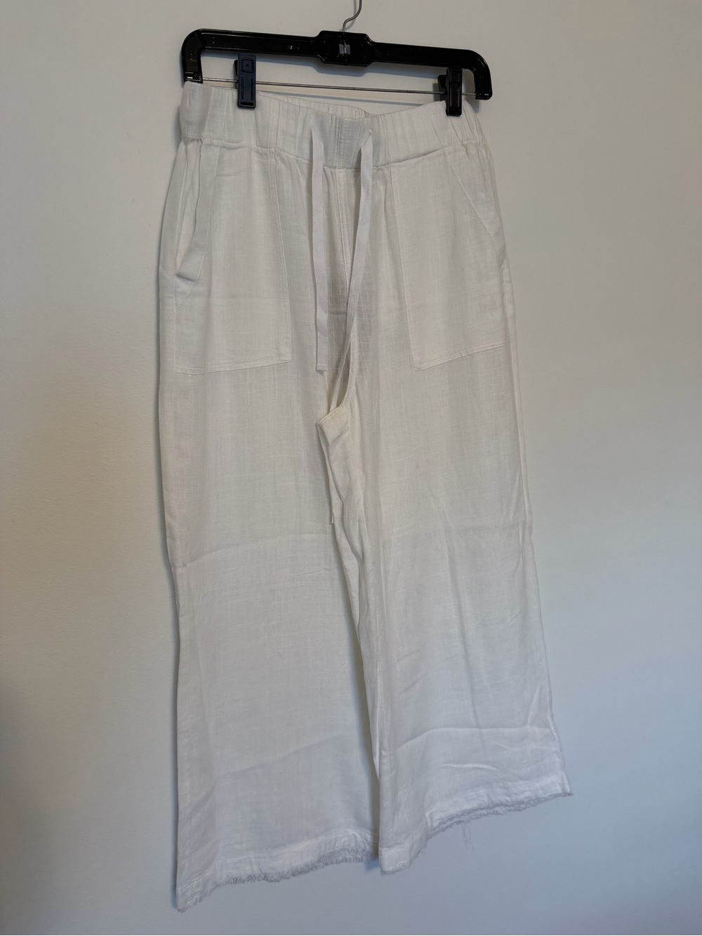 Thread & Supply White Drawstring Wide-Leg Linen Pants